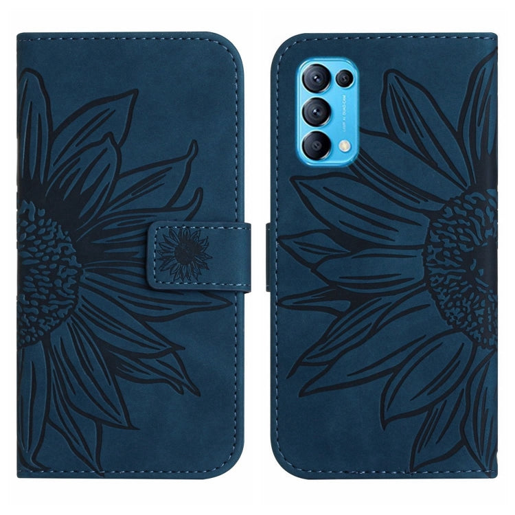 For OPPO Reno5 5G/Find X3 Lite Skin Feel Sun Flower Pattern Flip Leather Phone Case with Lanyard