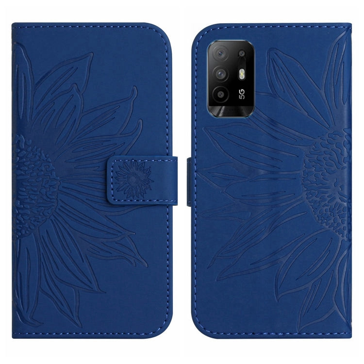 For OPPO Reno5 Z/A94 5G/A95 5G Skin Feel Sun Flower Pattern Flip Leather Phone Case with Lanyard