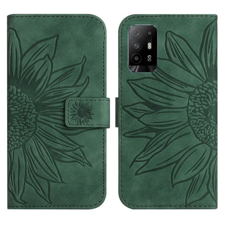 For OPPO Reno5 Z/A94 5G/A95 5G Skin Feel Sun Flower Pattern Flip Leather Phone Case with Lanyard