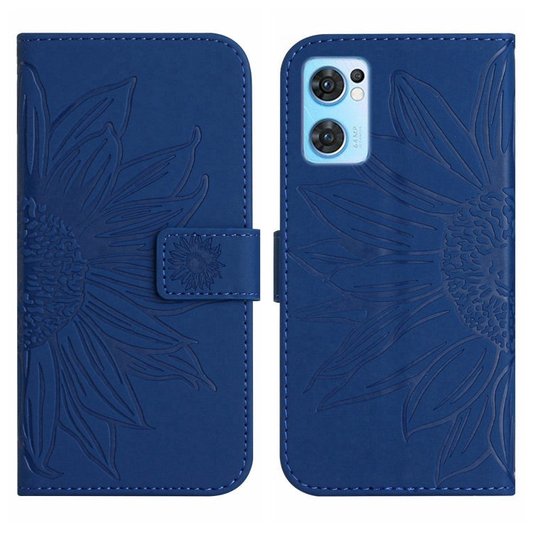 For OPPO Reno7 5G/Find X5 Lite Skin Feel Sun Flower Pattern Flip Leather Phone Case with Lanyard