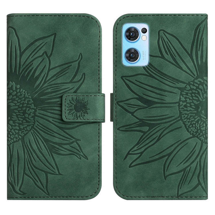 For OPPO Reno7 5G/Find X5 Lite Skin Feel Sun Flower Pattern Flip Leather Phone Case with Lanyard