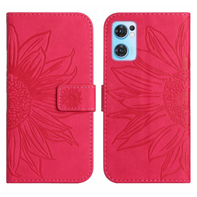 For OPPO Reno7 5G/Find X5 Lite Skin Feel Sun Flower Pattern Flip Leather Phone Case with Lanyard