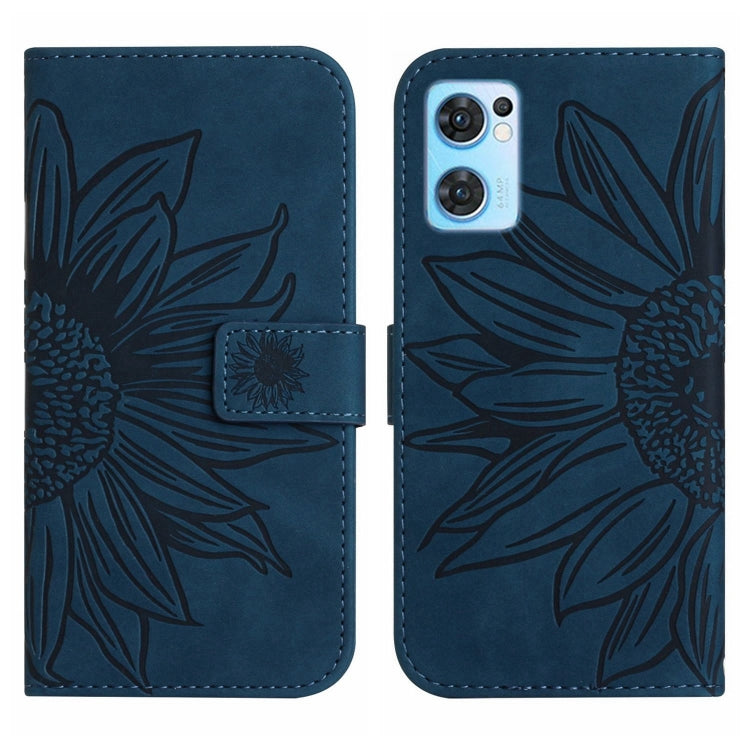 For OPPO Reno7 5G/Find X5 Lite Skin Feel Sun Flower Pattern Flip Leather Phone Case with Lanyard