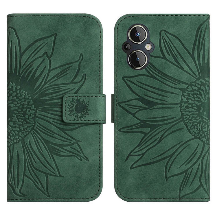 For OPPO Reno7 Lite/Reno8 Lite/Reno7 Z 5G Skin Feel Sun Flower Pattern Flip Leather Phone Case with Lanyard
