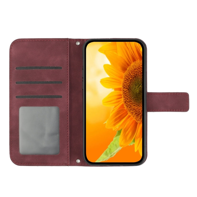 For OPPO Reno8 Pro Global Skin Feel Sun Flower Pattern Flip Leather Phone Case with Lanyard