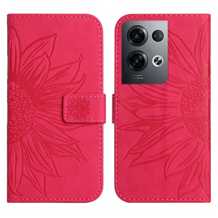 For OPPO Reno8 Pro Global Skin Feel Sun Flower Pattern Flip Leather Phone Case with Lanyard