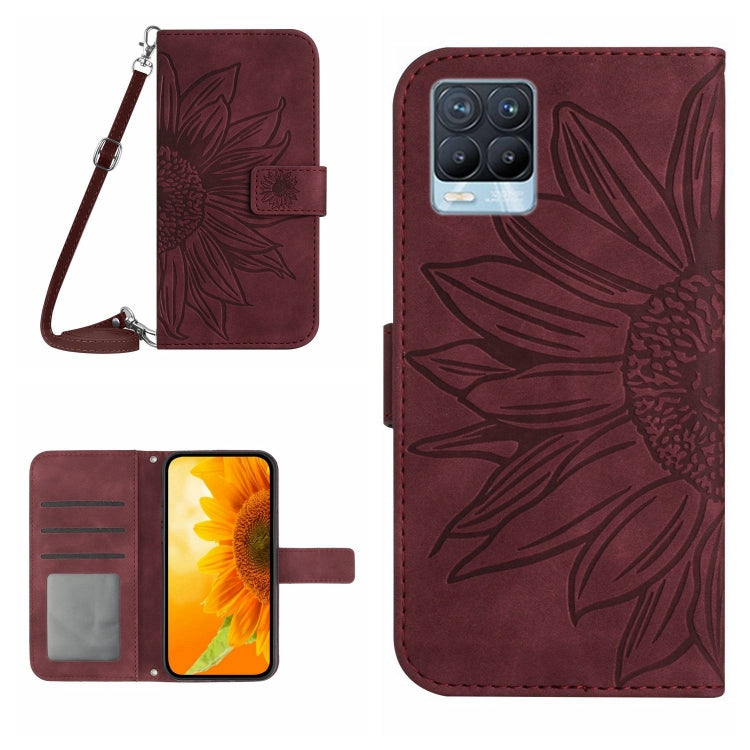 For Realme 8 4G/Realme 8 Pro Skin Feel Sun Flower Pattern Flip Leather Phone Case with Lanyard