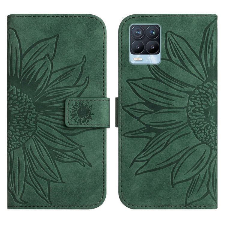 For Realme 8 4G/Realme 8 Pro Skin Feel Sun Flower Pattern Flip Leather Phone Case with Lanyard