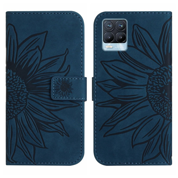 For Realme 8 4G/Realme 8 Pro Skin Feel Sun Flower Pattern Flip Leather Phone Case with Lanyard