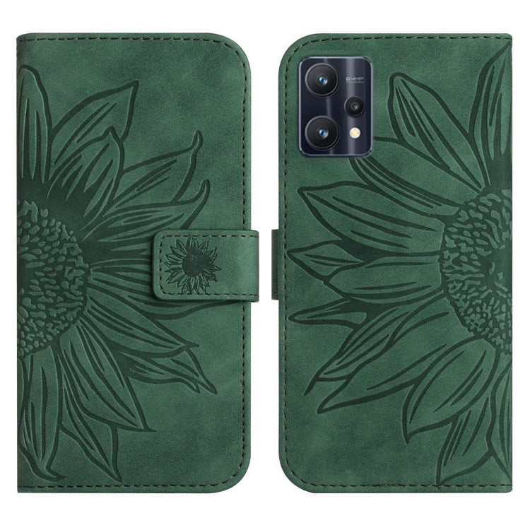 For Realme 9 4G/Realme 9 Pro+ 5G Skin Feel Sun Flower Pattern Flip Leather Phone Case with Lanyard