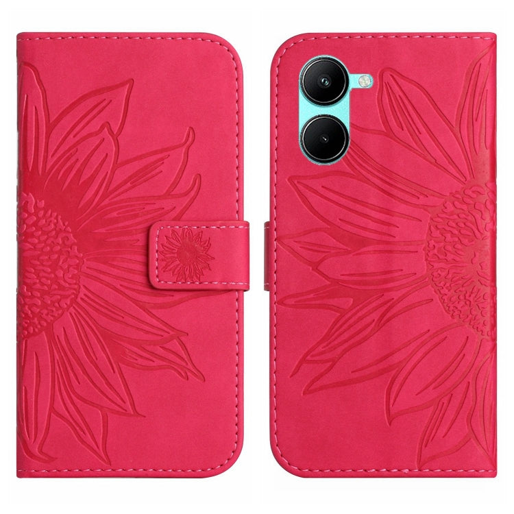 For Realme 10 4G Skin Feel Sun Flower Pattern Flip Leather Phone Case with Lanyard