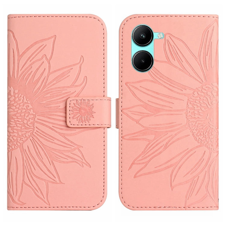 For Realme 10 5G Skin Feel Sun Flower Pattern Flip Leather Phone Case with Lanyard