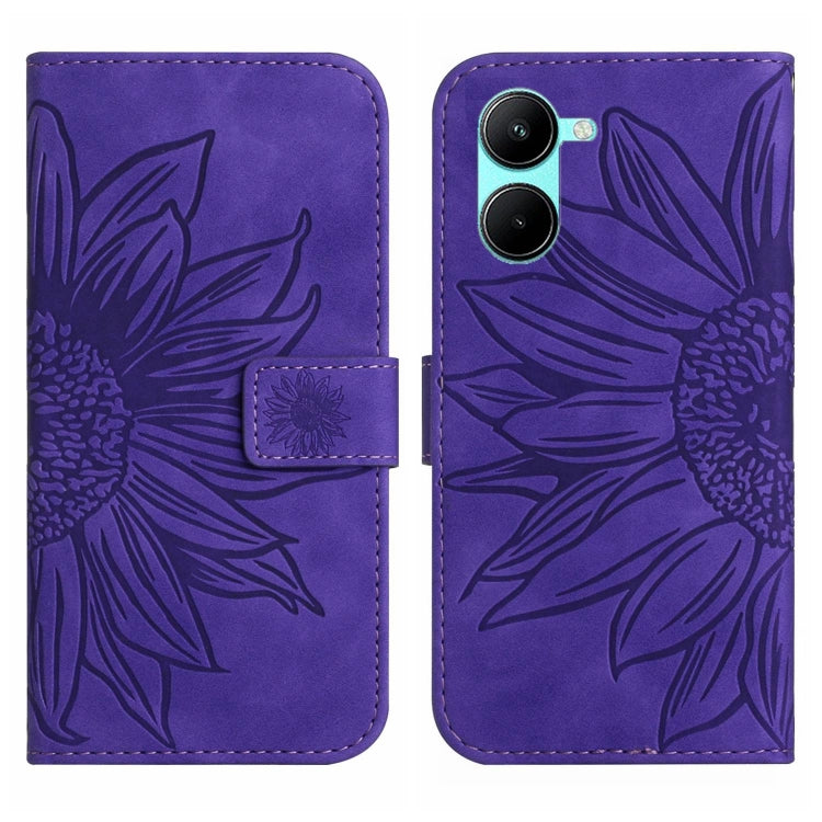 For Realme 10 5G Skin Feel Sun Flower Pattern Flip Leather Phone Case with Lanyard