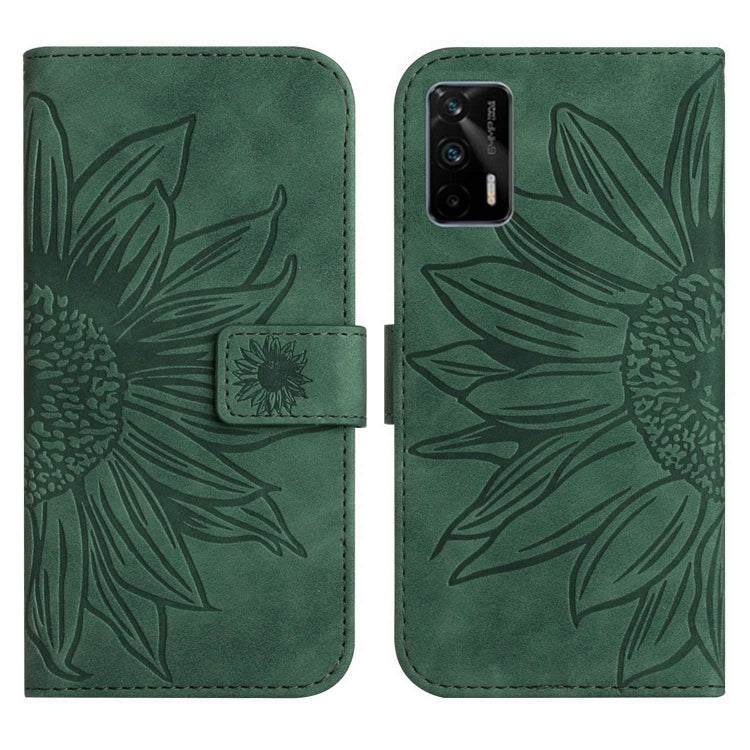 For Realme GT/GT NEO Skin Feel Sun Flower Pattern Flip Leather Phone Case with Lanyard