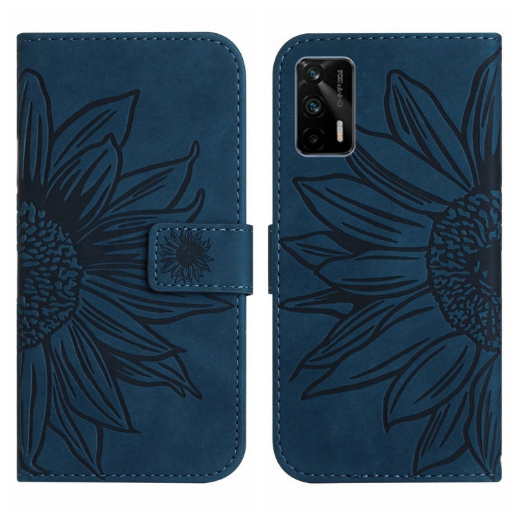 For Realme GT/GT NEO Skin Feel Sun Flower Pattern Flip Leather Phone Case with Lanyard