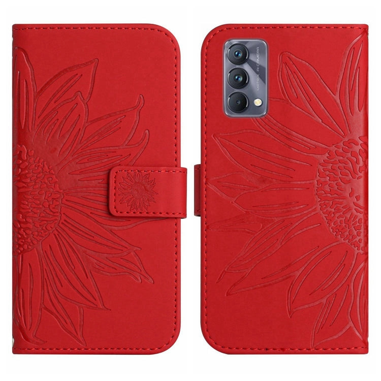 For Realme GT Master Skin Feel Sun Flower Pattern Flip Leather Phone Case with Lanyard