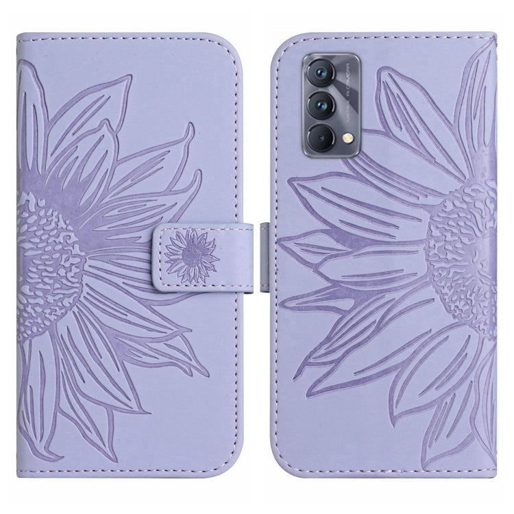For Realme GT Master Skin Feel Sun Flower Pattern Flip Leather Phone Case with Lanyard