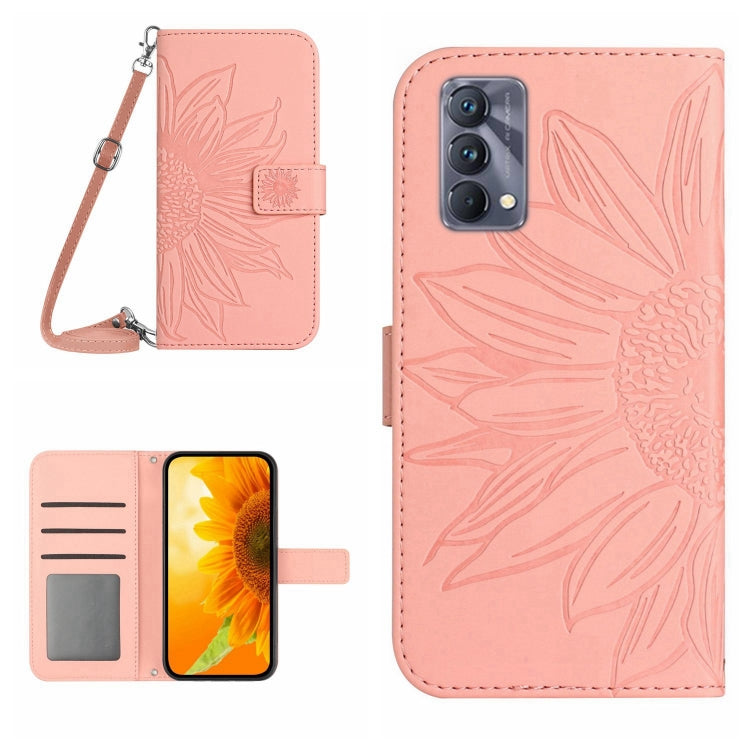 For Realme GT Master Skin Feel Sun Flower Pattern Flip Leather Phone Case with Lanyard