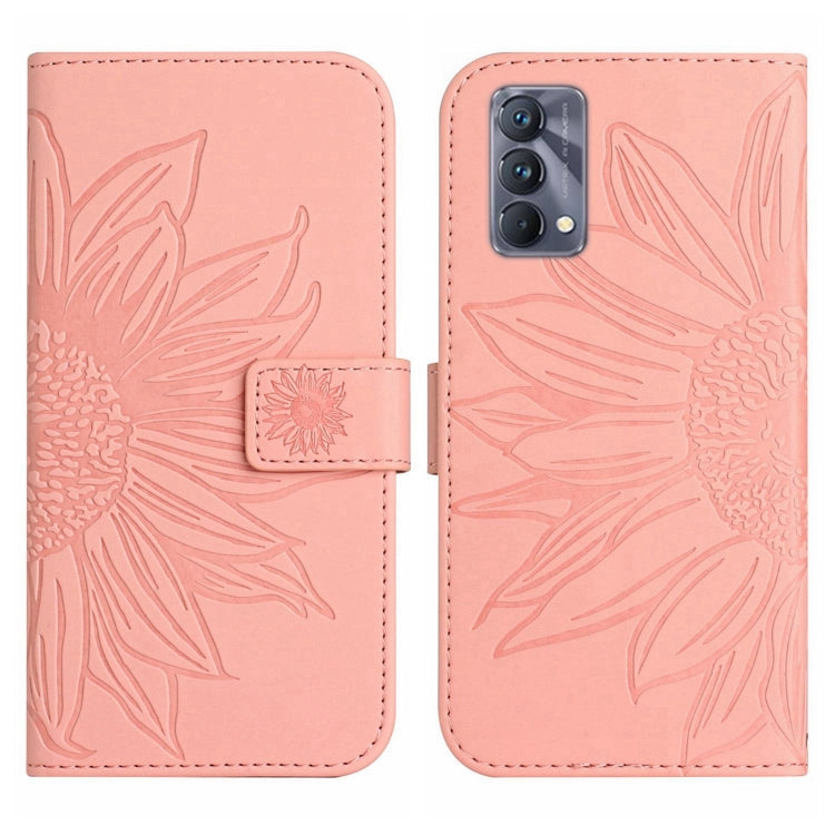 For Realme GT Master Skin Feel Sun Flower Pattern Flip Leather Phone Case with Lanyard
