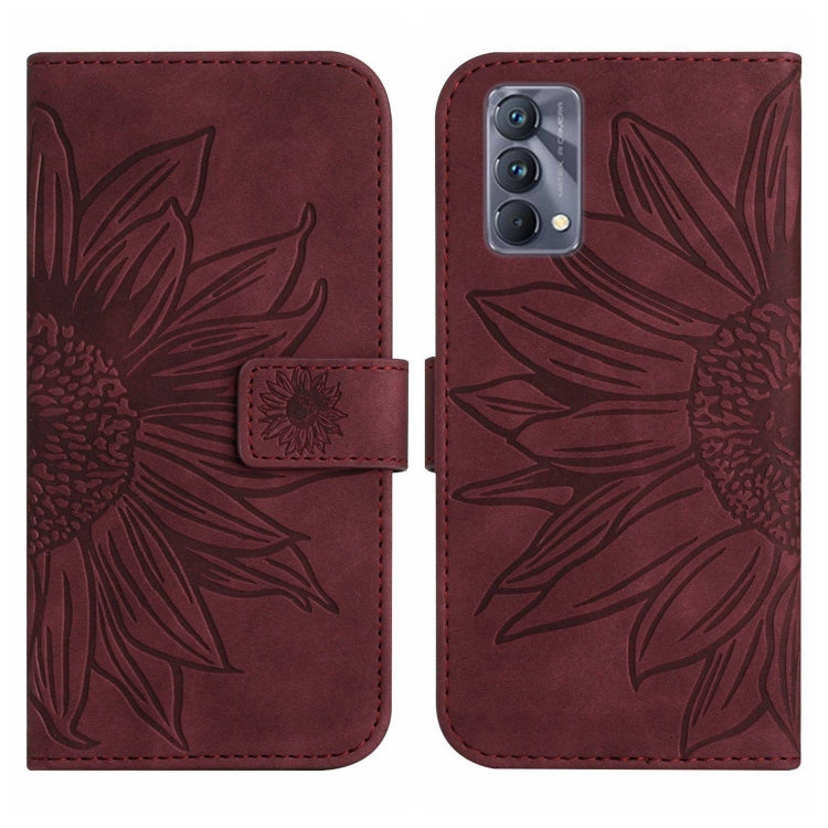 For Realme GT Master Skin Feel Sun Flower Pattern Flip Leather Phone Case with Lanyard