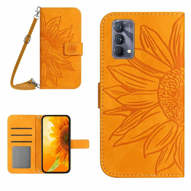 For Realme GT Master Skin Feel Sun Flower Pattern Flip Leather Phone Case with Lanyard