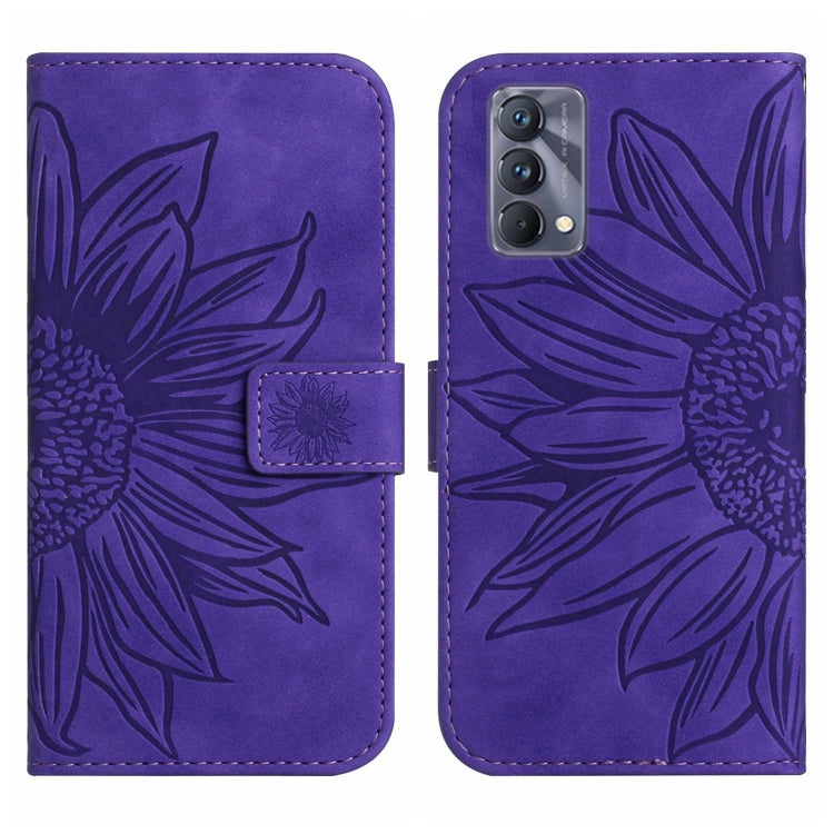 For Realme GT Master Skin Feel Sun Flower Pattern Flip Leather Phone Case with Lanyard