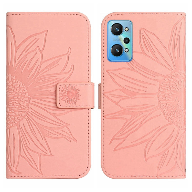 For Realme GT Neo2 Skin Feel Sun Flower Pattern Flip Leather Phone Case with Lanyard