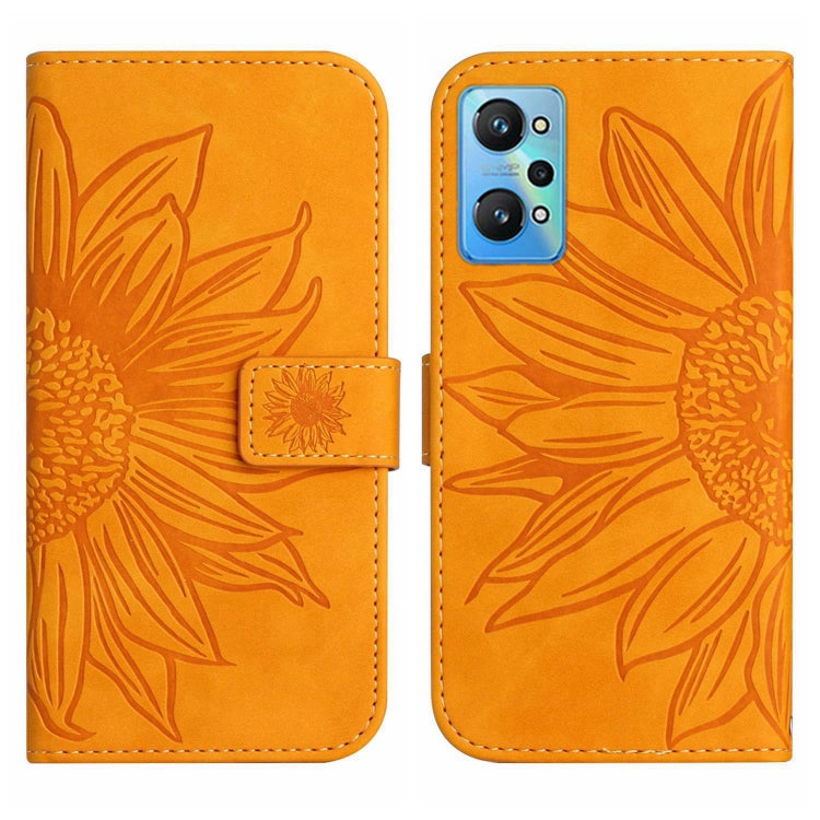 For Realme GT Neo2 Skin Feel Sun Flower Pattern Flip Leather Phone Case with Lanyard