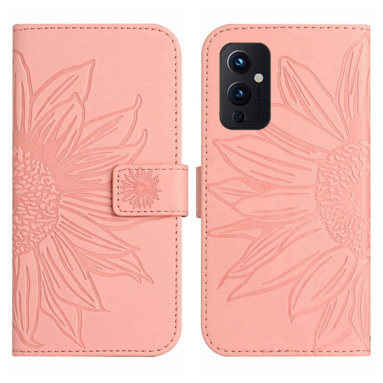 For OnePlus 9 Skin Feel Sun Flower Pattern Flip Leather Phone Case with Lanyard