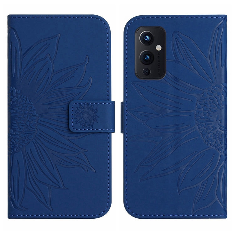 For OnePlus 9 Skin Feel Sun Flower Pattern Flip Leather Phone Case with Lanyard