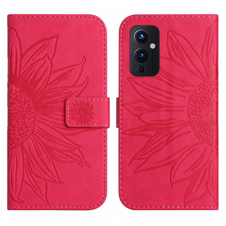 For OnePlus 9 Skin Feel Sun Flower Pattern Flip Leather Phone Case with Lanyard