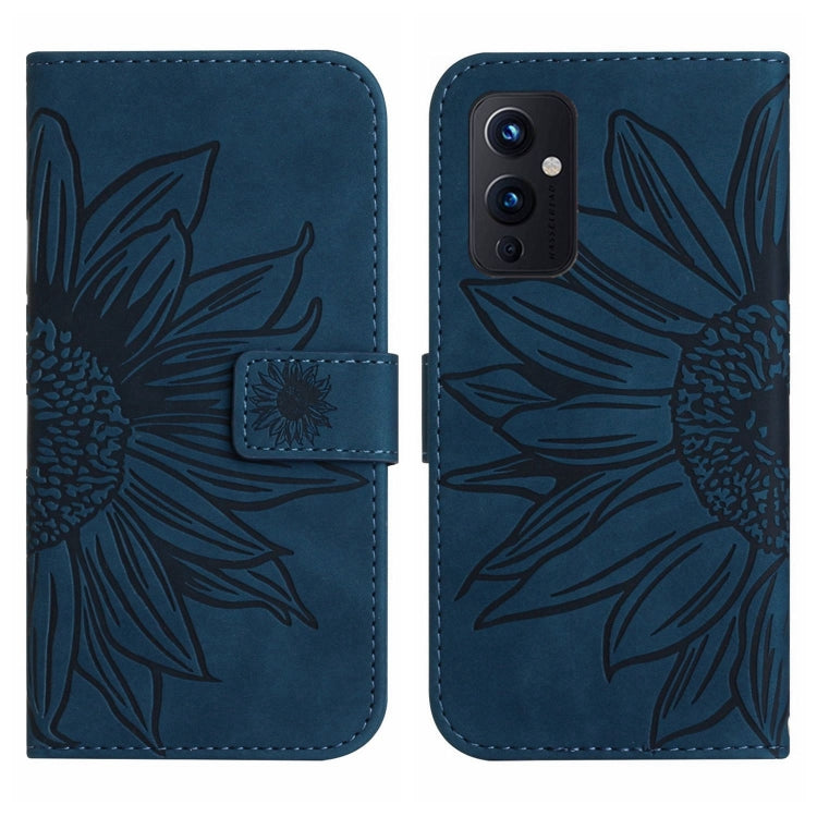 For OnePlus 9 Skin Feel Sun Flower Pattern Flip Leather Phone Case with Lanyard