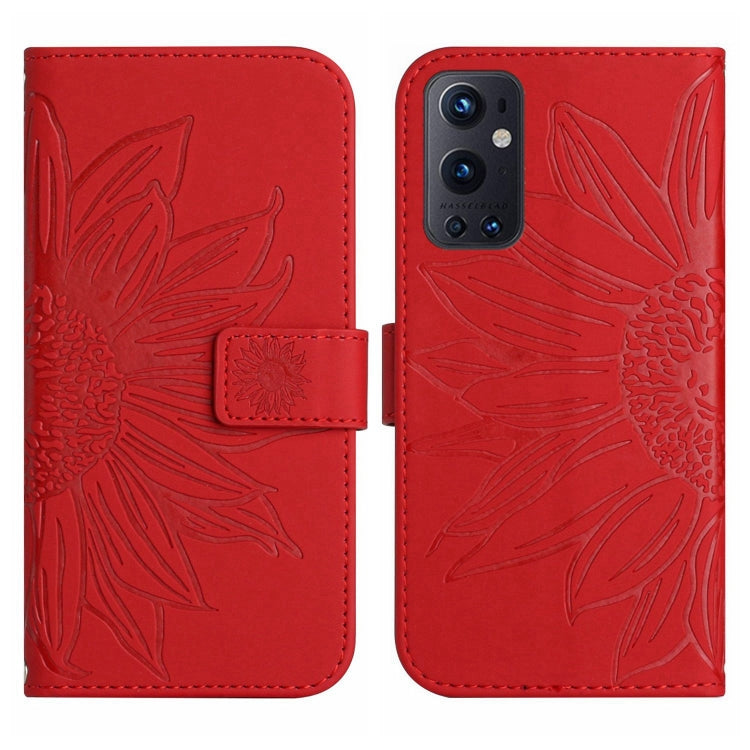 For OnePlus 9 Pro Skin Feel Sun Flower Pattern Flip Leather Phone Case with Lanyard