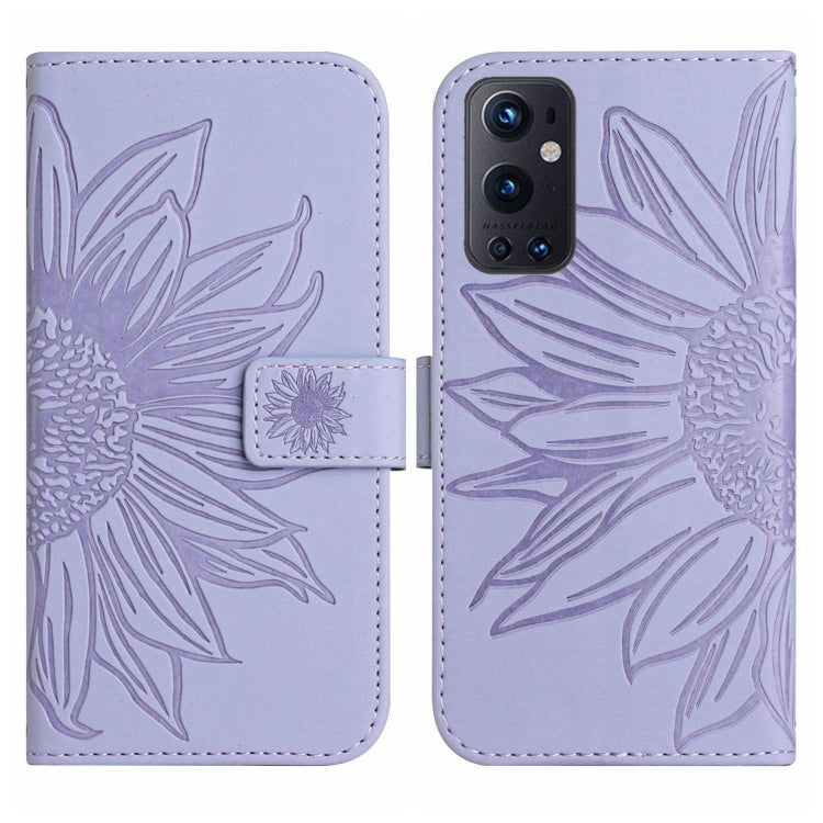 For OnePlus 9 Pro Skin Feel Sun Flower Pattern Flip Leather Phone Case with Lanyard
