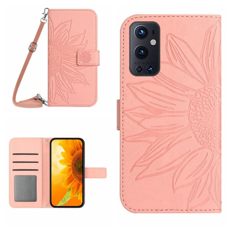 For OnePlus 9 Pro Skin Feel Sun Flower Pattern Flip Leather Phone Case with Lanyard