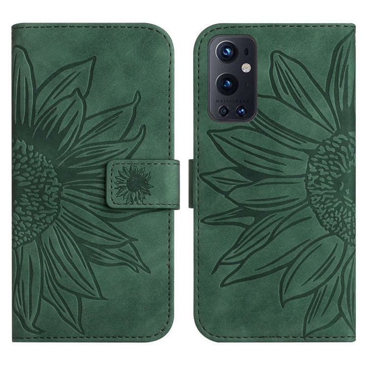 For OnePlus 9 Pro Skin Feel Sun Flower Pattern Flip Leather Phone Case with Lanyard