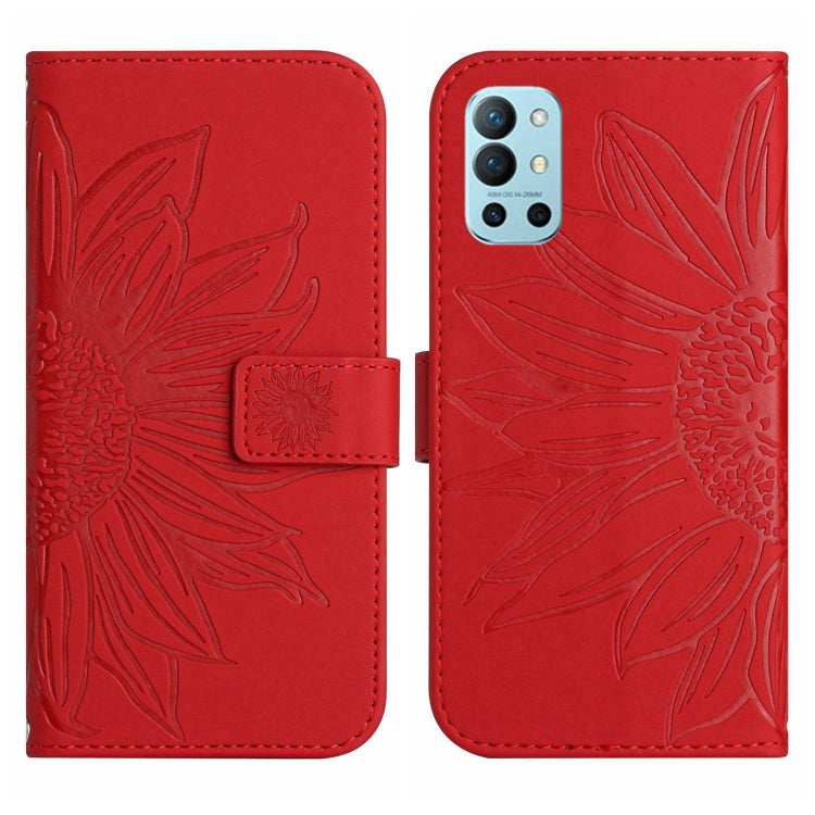 For OnePlus 9R Skin Feel Sun Flower Pattern Flip Leather Phone Case with Lanyard