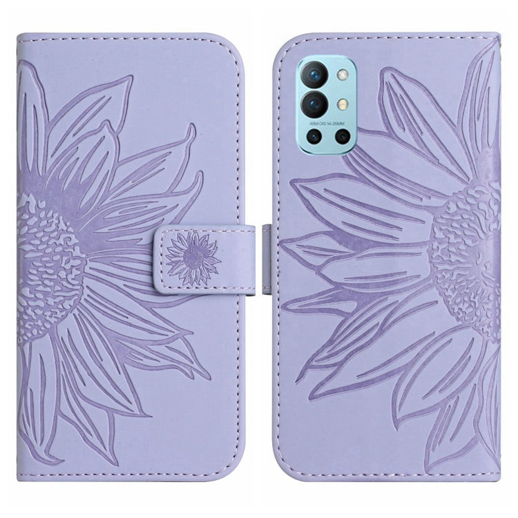 For OnePlus 9R Skin Feel Sun Flower Pattern Flip Leather Phone Case with Lanyard