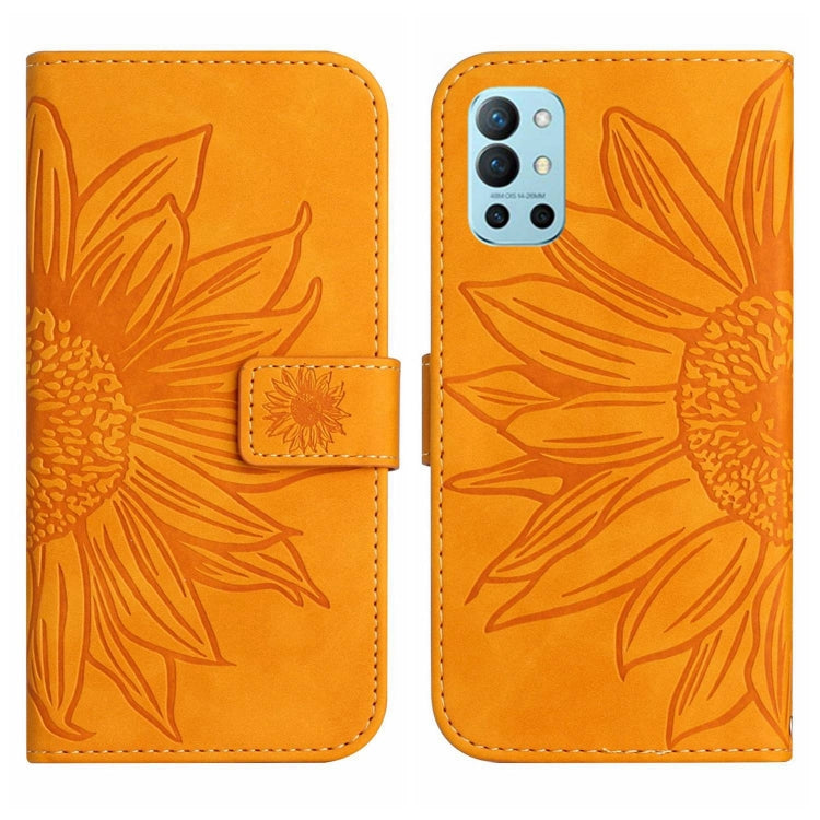 For OnePlus 9R Skin Feel Sun Flower Pattern Flip Leather Phone Case with Lanyard