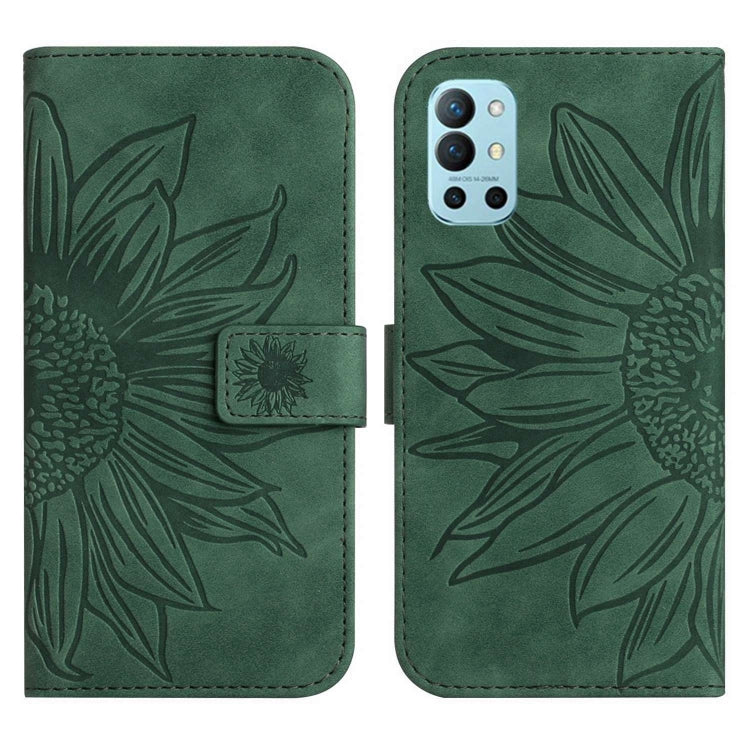 For OnePlus 9R Skin Feel Sun Flower Pattern Flip Leather Phone Case with Lanyard