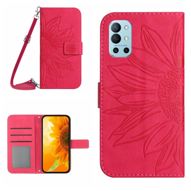 For OnePlus 9R Skin Feel Sun Flower Pattern Flip Leather Phone Case with Lanyard
