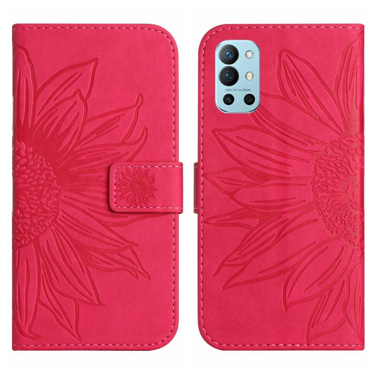 For OnePlus 9R Skin Feel Sun Flower Pattern Flip Leather Phone Case with Lanyard