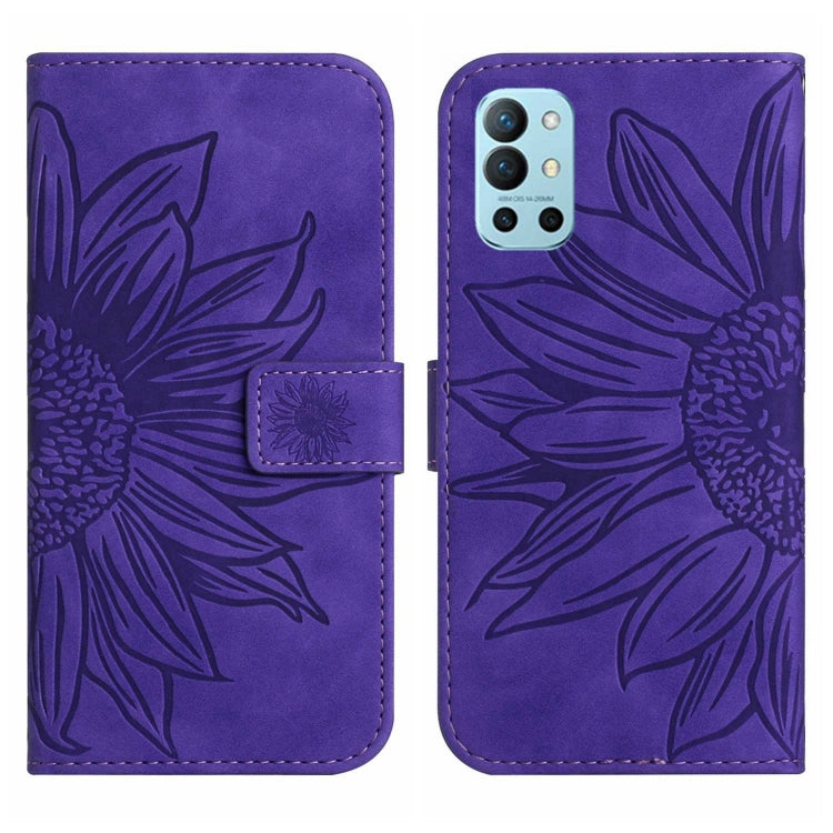 For OnePlus 9R Skin Feel Sun Flower Pattern Flip Leather Phone Case with Lanyard