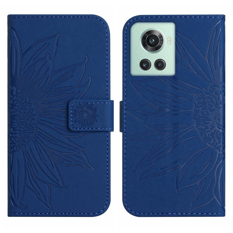 For OnePlus 10R Skin Feel Sun Flower Pattern Flip Leather Phone Case with Lanyard
