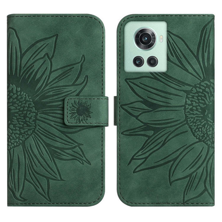 For OnePlus 10R Skin Feel Sun Flower Pattern Flip Leather Phone Case with Lanyard