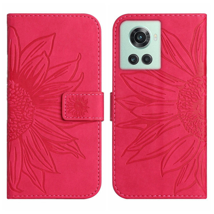 For OnePlus 10R Skin Feel Sun Flower Pattern Flip Leather Phone Case with Lanyard