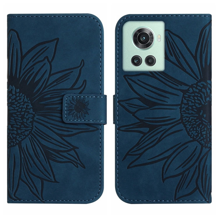 For OnePlus 10R Skin Feel Sun Flower Pattern Flip Leather Phone Case with Lanyard