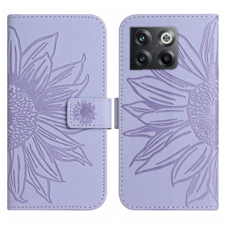 For OnePlus 10T Skin Feel Sun Flower Pattern Flip Leather Phone Case with Lanyard