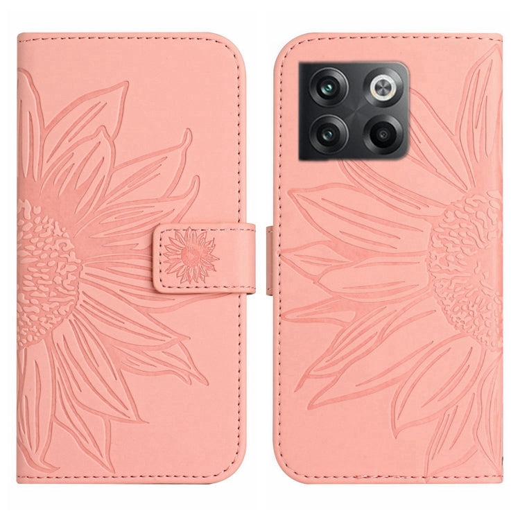 For OnePlus 10T Skin Feel Sun Flower Pattern Flip Leather Phone Case with Lanyard