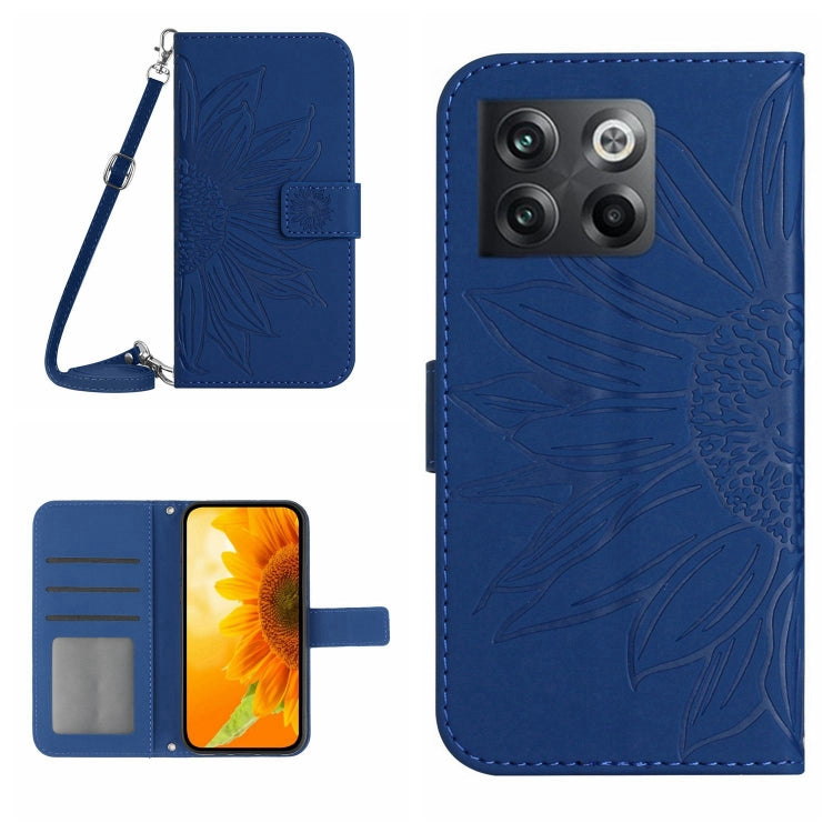 For OnePlus 10T Skin Feel Sun Flower Pattern Flip Leather Phone Case with Lanyard